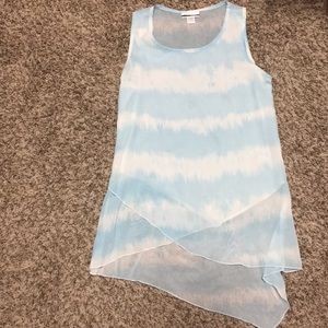 Sheer White/Blue Tank Top